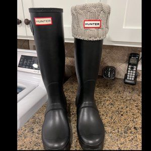 Women's Hunter Tall Black Matte Rain Boots Size 7
